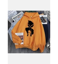 Goku Gölge Kapşonlu Sweatshirt (Turuncu)