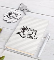 BK Gift Kişiye Özel 2024 Boğa Burcu Siyah Defter Kalem ve Anahtarlık Hediye Seti (Model 2)