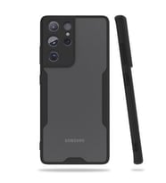 Galaxy S21 Ultra Kılıf Arkası Şeffaf Ultra İnce Tasarım Kılıf (Siyah)