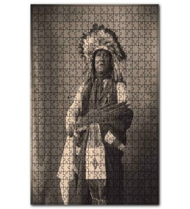 Cakapuzzle İhtiyar Kızılderili Siyah Beyaz Fotoğraf Puzzle Yapboz MDF (Ahşap) (500 Parça)
