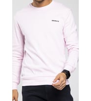 Süperlife Bisiklet Yaka Uzun Kollu Dar Kalıp İnce  Erkek Sweatshirt SPR2019K18 (Açık Pembe)