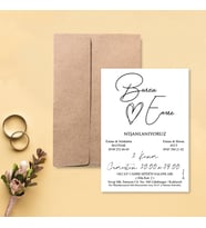 Davetiye Zarf ve Baskı Dahil (Beyaz yada Kraft Zarflı) Siyah Beyaz Tasarım - Düğün, Nişan, Nikah, Kına Davetiyesi (Kahverengi)