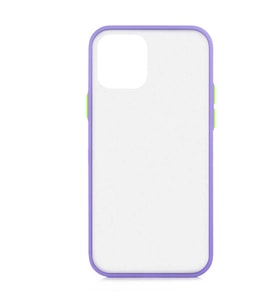 iPhone 12 Mini Kılıf Mat Yüzey Renkli Kenar Silikon (Mor)
