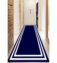 Dijital Baskılı Kaymaz Taban Yıkanabilir Modern Yolluk Ve Koridor Halısı NDU-HT-527 (Lacivert - Beyaz) (Lacivert-Beyaz)