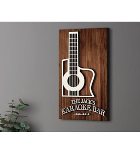 BK Gift Kişiye Özel Kabartma Tasarımlı Ahşap Karaoke Bar Tabelası 46cm, Home Bar Tabela, Rustik Ev Dekorasyonu, Duvar Dekoru (Model 3)