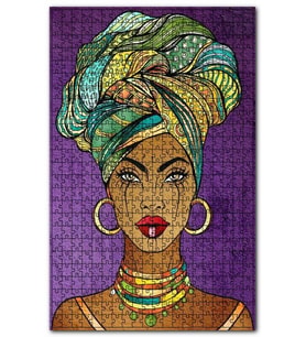 Cakapuzzle Yöresel Kıyafeti Takılarıyla Afrikalı Kadın Puzzle Yapboz MDF (Ahşap) (500 Parça)