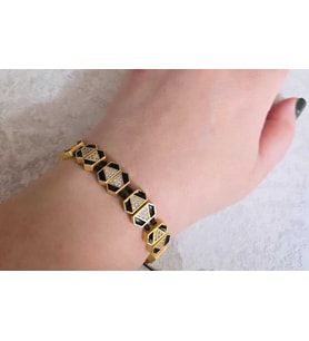 Vıp Gold Mineli Bileklik (Siyah)