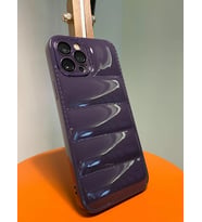 Apple İphone 14 Uyumlu Puffer Silikon Kılıf Kamera Koruma Lens Korumalı Parlak Telefon Kılıfı (Koyu Mor)
