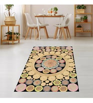 Jüt Hasır Kilim Görünümlü Dijital Baskılı Kaymaz Taban Yıkanabilir Modern Salon Halısı ve Yolluk (Krem)