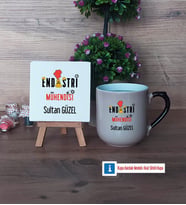 Endüstri Mühendisi Dekoratif Taş, Kupa Bardak Kırmızı Hediye (Model 9)