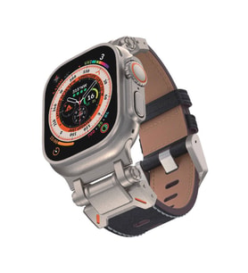 Watch 44mm Uyumlu KRD-114 Metal Başlıklı Suni Deri Kordon (Siyah)