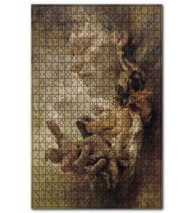 Cakapuzzle Gözleri Kapalı Adam ve Avucunda İnsanlar Puzzle Yapboz MDF (Ahşap) (1000 Parça)