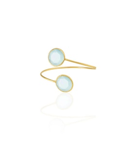 Kadir Jewellery 22 Ayar Altın Kaplama Zirkon Taşlı Ayarlanabilir Trend Bilezik (Açık Mavi)