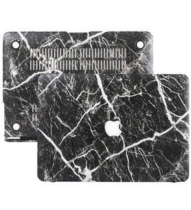 MacBook Air Kılıf HardCase Touch ID A1932 A2179 A2337 ile Uyumlu Kılıf F.Marble (Siyah)