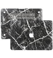 MacBook Air Kılıf HardCase Touch ID A1932 A2179 A2337 ile Uyumlu Kılıf F.Marble (Siyah)