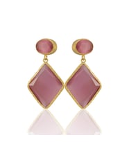 Kadir Jewellery 22 Ayar Altın Kaplama Kadın Sallantılı Küpe -El İşçiliği Ve Hipoalerjenik Küpe (Pembe)