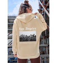 Unisex Los Angles  Baskılı Sweatshirt (Bej)