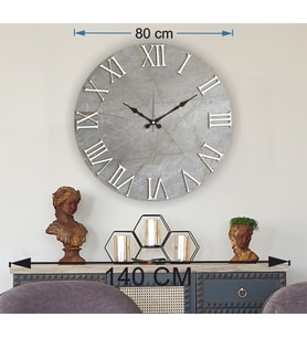 Markakanvas Mermer Desenli  Duvar Saati   ( Çap 50 cm - 80 cm ) (Beyaz)