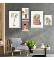 5'li Ahşap Lamine Çerçeveli Mdf Tablo Seti Kadın Design (Beyaz)