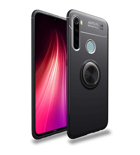 Xiaomi Redmi Note 8 Kılıf Yüzüklü Magnetli Ravel Case (Siyah)