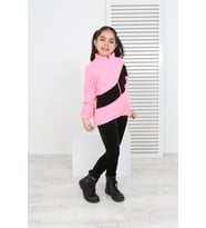 Toontoy Kız Çocuk Blok Renkli Polar Hırka (Pembe)