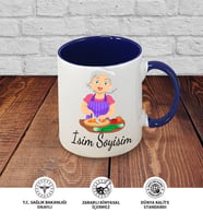 Anne Temalı Kişiye Özel İsim ve Fotoğraf Baskılı Kupa Bardak No:005 (Lacivert)
