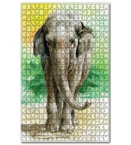 Cakapuzzle Yeşillikler Önünde Fil Suluboya Çizim Puzzle Yapboz MDF (Ahşap) (500 Parça)