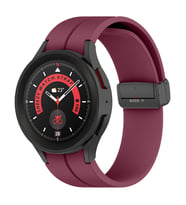 Samsung Galaxy Watch 4 5 Pro 40 42 44 45 46mm Uyumlu Kavisli Coastal Manyetik Tokalı Silikon Kordon (Mürdüm)