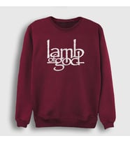 Presmono Unisex Beyaz Logo Lamb Of God Sweatshirt 94268tt (Bordo)