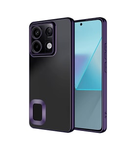 Xiaomi Redmi Note 13 Pro 4G Kılıf Kamera Korumalı Logo Gösteren Omega Kılıf (Koyu Mor)