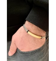 İnce Kordon Çelik Erkek Bileklik 22 cm (Gümüş - Altın)