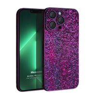 Microsonic Apple iPhone 13 Pro Kılıf Bling Rhinestones Siyah (Mor)