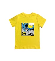 Batman baskılı pamuklu penye kumaş yazlık çocuk tişört (Sarı)