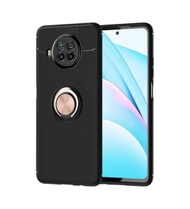 Xiaomi Redmi Note 9 Pro 5G Kılıf Yüzüklü Magnetli Ravel Case (Siyah-Rose Gold)