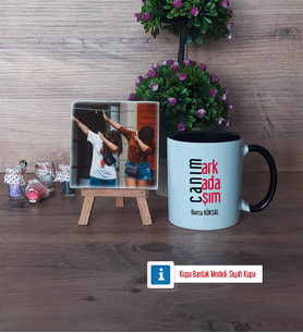 Arkadaşa Hediye Fotoğraflı Dekoratif Taş, Kupa Bardak Beyaz Hediye (Model 11)