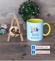 Matematik Öğretmeni Kupa Bardak Beyaz ve Fotoğraflı Ahşap Anahtarlık HediyeÖğretmenler Günü Hediyesi (Model 7)