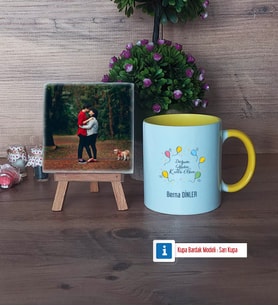 Doğum Günü Hediyesi Fotoğraflı Dekoratif Taş, Kupa Bardak Beyaz Hediye (Model 7)