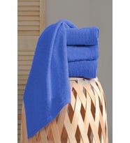 4 lü El Yüz Havlu Takımı Pamuklu Desensiz Düz Renk Havlu Seti 50x90 Cm (Mavi)