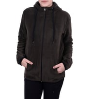 GHASSY CO.KADIN KAPŞONLU  FERMUARLI POLAR SWEATSHİRT (Haki)