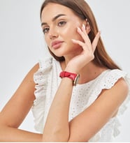 vagave Floater Deri Huawei Watch GT GT2 GT3 42 mm, Samsung Watch4 Watch5 pro Active2 Kadın Deri Kordon 20mm (Kırmızı)