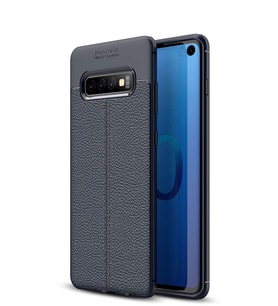 Microsonic Samsung Galaxy S10 Kılıf Deri Dokulu Silikon (Lacivert)