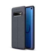 Microsonic Samsung Galaxy S10 Kılıf Deri Dokulu Silikon (Lacivert)