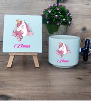 Unicorn Hediye Seti Kupa Bardak T Kulplu ve Dekoratif Taş Kız Çocuğuna Arkadaşa Sevgiliye Doğum Günü Hediyesi (Model 2)