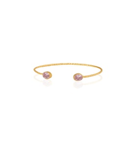 Kadir Jewellery 22 Ayar Altın Kaplama El İşçiliği Zirkon Taşlı Kadın Charm Bileklik (Pembe)
