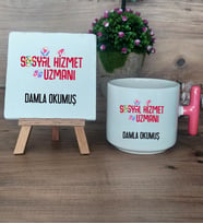 Sosyal Hizmetler Uzmanı Hediye Seti Kupa Bardak T Kulplu ve Dekoratif Taş Sosyal Hizmetler Uzmanına Hediye (Model 4)