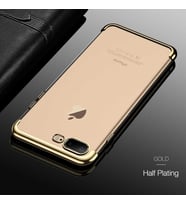 iPhone 7 Plus Kılıf Dört Köşeli Lazer Silikon Kılıf (Gold)
