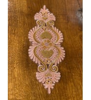 13X33 CM OSMANLI DESENLİ ETNİK  BONCUK İŞLEME NAKIŞ İŞLEME APOLET APLİKE (Yavruağzı)