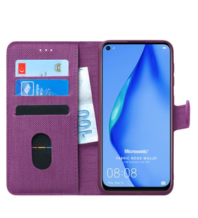 Huawei P40 Lite Kılıf Fabric Book Wallet (Mor)