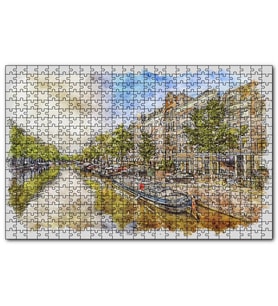 Cakapuzzle Amsterdam Suluboya Resim  Puzzle Yapboz MDF (Ahşap) (500 Parça)
