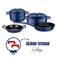 Lava Döküm 4x Trendy Serisi 7 Parça Tencere & Tava Seti (Mavi)